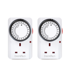 Desiretech Plug-in Timer Switch, 24 Hour Segment Timer,Light Timer Plug Socket to Control Appliances Up to 3120W,Home Security Timer ( Pack of 2 )