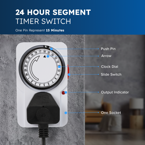 Desiretech Plug-in Timer Switch, 24 Hour Segment Timer,Light Timer Plug Socket to Control Appliances Up to 3120W,Home Security Timer ( Pack of 2 ) 1