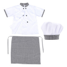 1 Set Unisex Barns Kockkostym Kortärmad , Förkläde Och Hatt