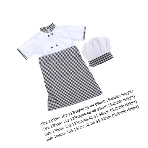 1 Set Unisex Barns Kockkostym Kortärmad , Förkläde Och Hatt 1