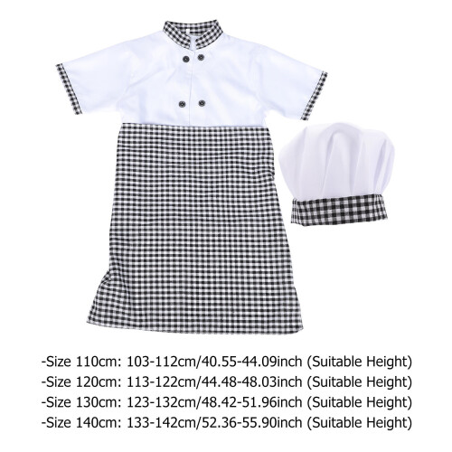 1 Set Unisex Barns Kockkostym Kortärmad , Förkläde Och Hatt 2