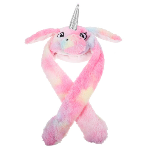 Chapéu De Unicórnio Pelúcia Com Orelhas Móveis Para Mulheres E