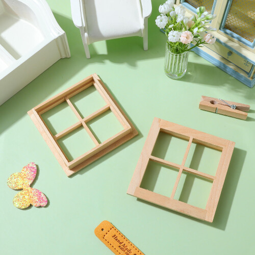 4Stk Mini Fensterrahmen Modell Puppenhaus Möbel 2