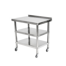 3-Tier Stainless Steel Prep Table with Smooth Castors and Adjustable Feet
