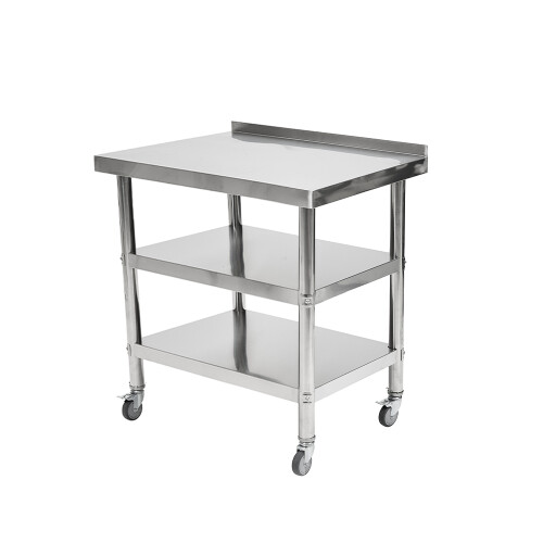 Living And Home 3-Tier Stainless Steel Prep Table with Smooth Castors and Adjustable Feet