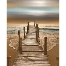 Pintura por números de paisagem de praia, conjunto de tinta acrílica semiacabada com pincéis de alta qualidade para decoração de paredes,