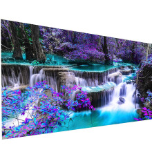 Lujosos kits de pintura de diamantes para la decoración de paredes del hogar, diseño de cascada al atardecer, diamantes súper brillantes con