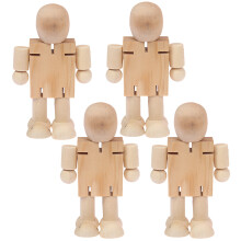 4Stk Holzfigur Puppenmodelle Unbemalt Für Desktop