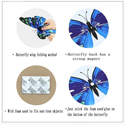 Ímãs decorativos, com cores elegantes e combinadas, asas duplas com corte suave e listras delicadas, ideais como presente para diversas ocasiões, 1