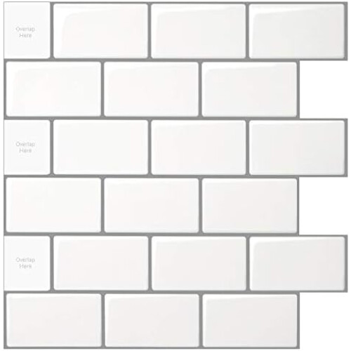Κομψό πλακάκι backsplash από ξεφλουδισμένο και κολλημένο ύφασμα, με φωτεινό λευκό