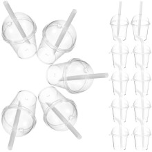 20 Sets Kunststoff Mini Kaffeetassen Transparente Safttassen Anhänger