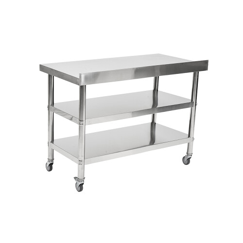 Living And Home 3-Tier Stainless Steel Prep Table with Smooth Castors and Adjustable Feet 2