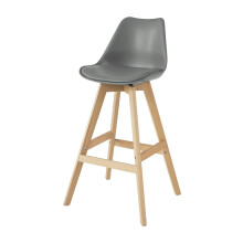 SoBuy Grey PU Leather Bar Stool with Beech Wood Legs