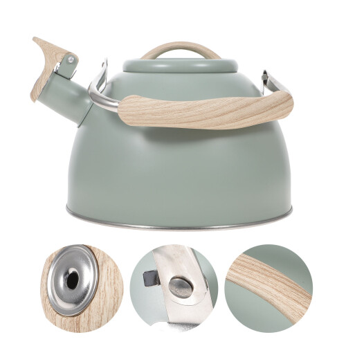 Rustproof Stainless Steel Whistling Water Kettle Light Green Handle 2
