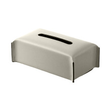 Distributeur de mouchoirs en cuir PU rechargeable, boîte à -gris