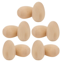 10Pcs Wooden Easter Eggs For Kids Diy Craft Flat Bottom Unfinished