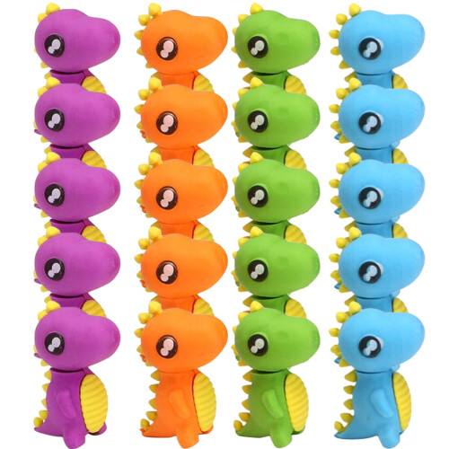 48Pcs Mini Dinosaur Erasers for Kids Assorted Colors Durable Rubber 2