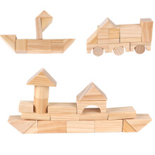100 Teile Kinder Holzbausteine Set Burg Baublöcke Naturholz