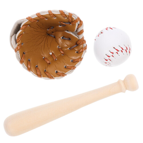2 Sets Mini Baseballs Puppenhaus-Baseball Mit Und Handschuh 1