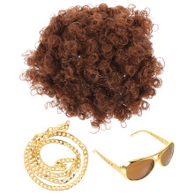 1 Set Disco Party Perücke Mit Goldkette Sonnenbrille 70er Jahre