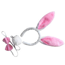 3Stück Kaninchen Stirnband Mit Schleifchen Weiß & Rosa