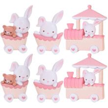 2 Sets Kaninchen Zug Osterdekoration Süße Hase Figur
