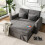 Living And Home 5ft Convertible Sofa Bed Grey Lounger 1