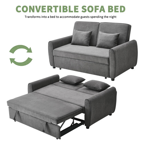 Living And Home 5ft Convertible Sofa Bed Grey Lounger 2
