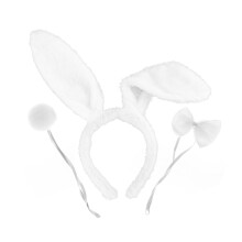 1 Set Kaninchenohren Stirnband Mit Schleifchen (Weiß)