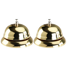 2Stk Rezeptionstresen Glocke Handdruckglocke Restaurant Service (Gold)