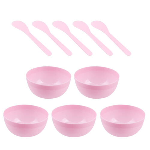 10 Cristal Barro Plástico con 10 Cucharas Rosa 2