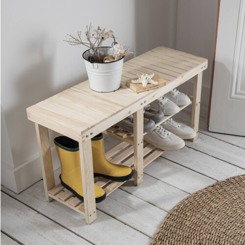 Noa and Nani Einar Pine Shoe Rack in Natural Pine