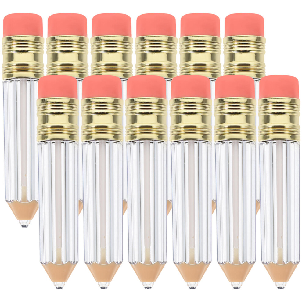 Solustre Clear 12Pcs Pencil Shaped Refillable Lip Gloss Tubes Containers