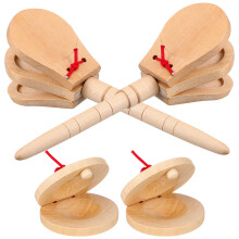 4Pcs Wooden Castanets Portable Percussion Instrument For Beginners