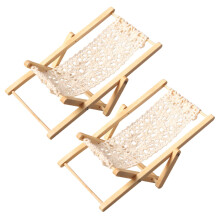 2Pcs Simulated Beach Chair Model 1/12 Doll House Miniature Deck Chairs