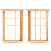 2Pcs Mini Doll House Window Model 1/12 Simulated Twelve Lattice Frame