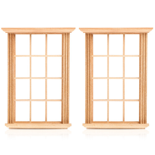 2Pcs Mini Doll House Window Model 1/12 Simulated Twelve Lattice Frame