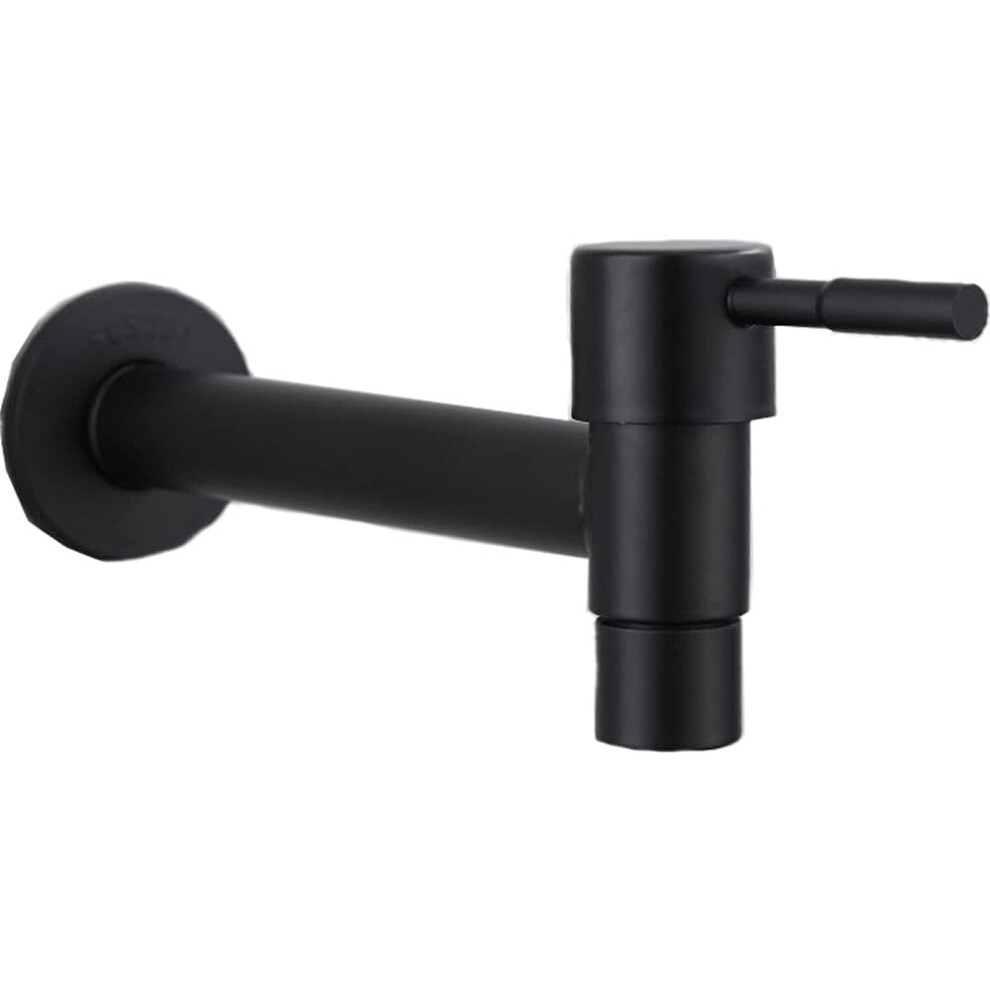 Wall Mounted Faucet For Sink Area, Integrated Moulding Casting Single Handle Cold Water Tap Stainless Steel Black Finish, Water Saving Soft And Delica 9061222336811
