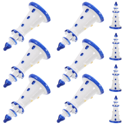 10Pcs Mini Resin Lighthouse Model DIY Dollhouse Accessories