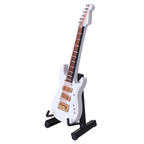 Mini Guitare Électrique 10 Cm Avec Boîte Et Support Noir