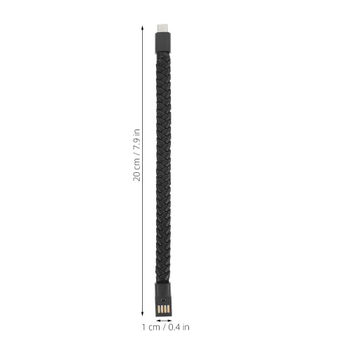 20Cm Usb Type C Data Cable Braided Wristband Charging Cable Black 1