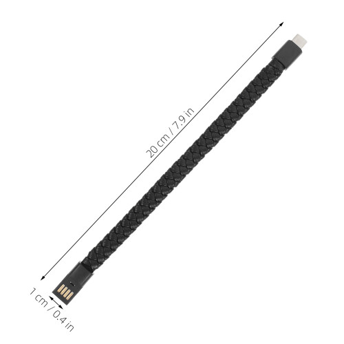20Cm Usb Type C Data Cable Braided Wristband Charging Cable Black 2