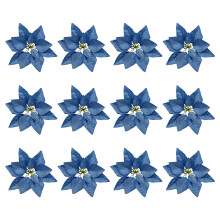 Party And Festival Decorations Premium Glitter Poinsettia Christmas Flowers Elegant Artificial Flower Ornaments for Tree Wreath Mantle