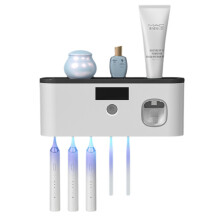 Dispensador de pasta de dente com suporte para escova de dentes integrado, montado na parede, armazenamento de escova de dentes elétrica