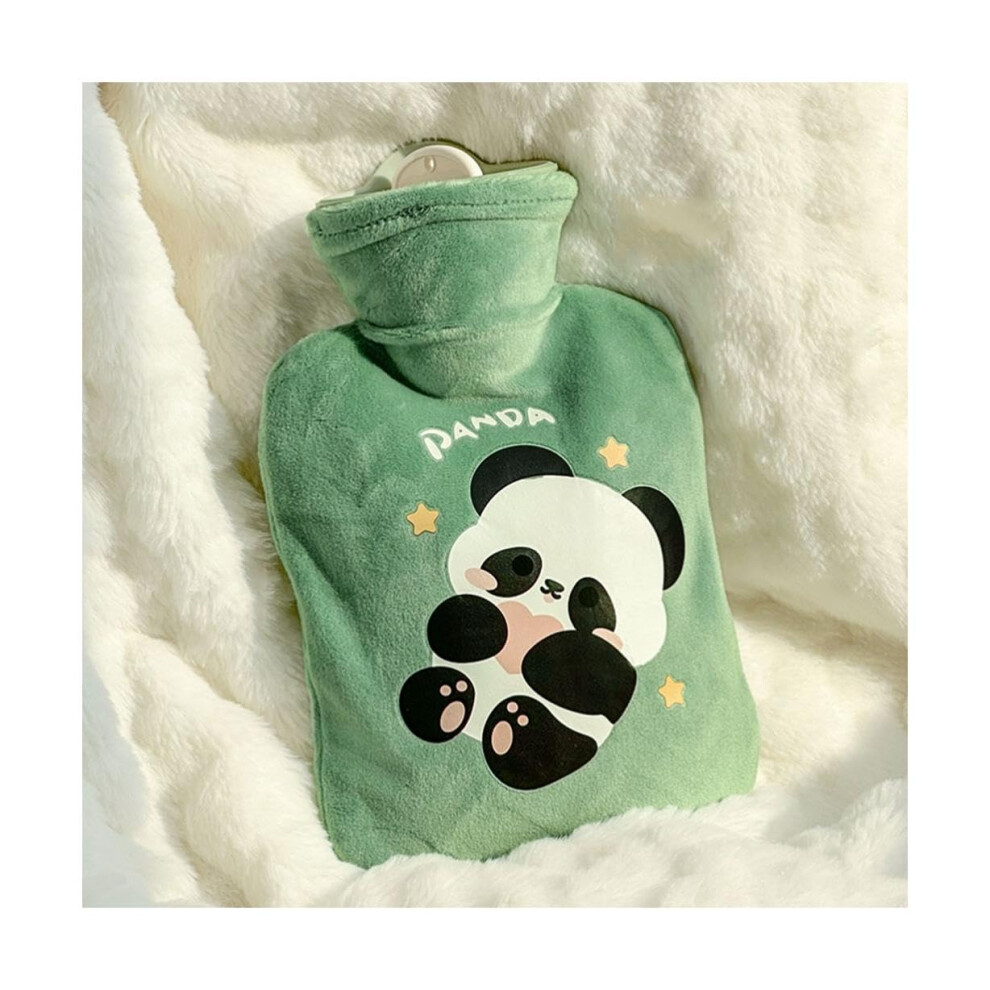 Hot Water Bottle Plush 500Ml With Cover Green  WaterFilled Portable Hand Warmer For Winter