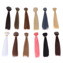 12Stück Hitzebeständige Glattes Haar Puppenperücken Handgemacht