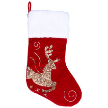 Embroidered Stockings For Christmas Fireplace Hanging Soft Velvet Plush Cuff Xmas Stocking Large Size With Strap Suitable For Toys Candies And Holiday