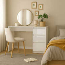 Carlton 3 Drawer Dresser Dressing Table Gloss White