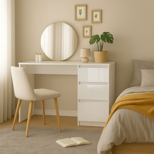 Luxury Life Carlton 3 Drawer Dresser Dressing Table Gloss White