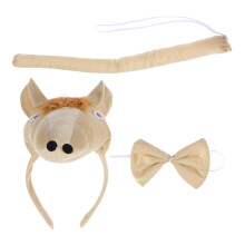 Horse Costume Prop Set Mit Plüsch Tierkopfschmuck, Fliege Und